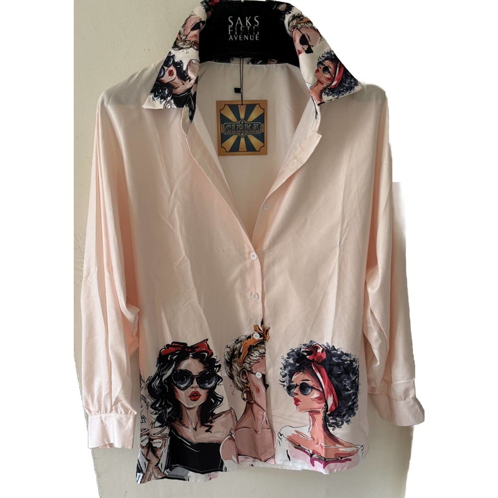 Cirka Oversized Ladies Blush Blouse Glamcore Sexy Size S Holiday Gifts New Years